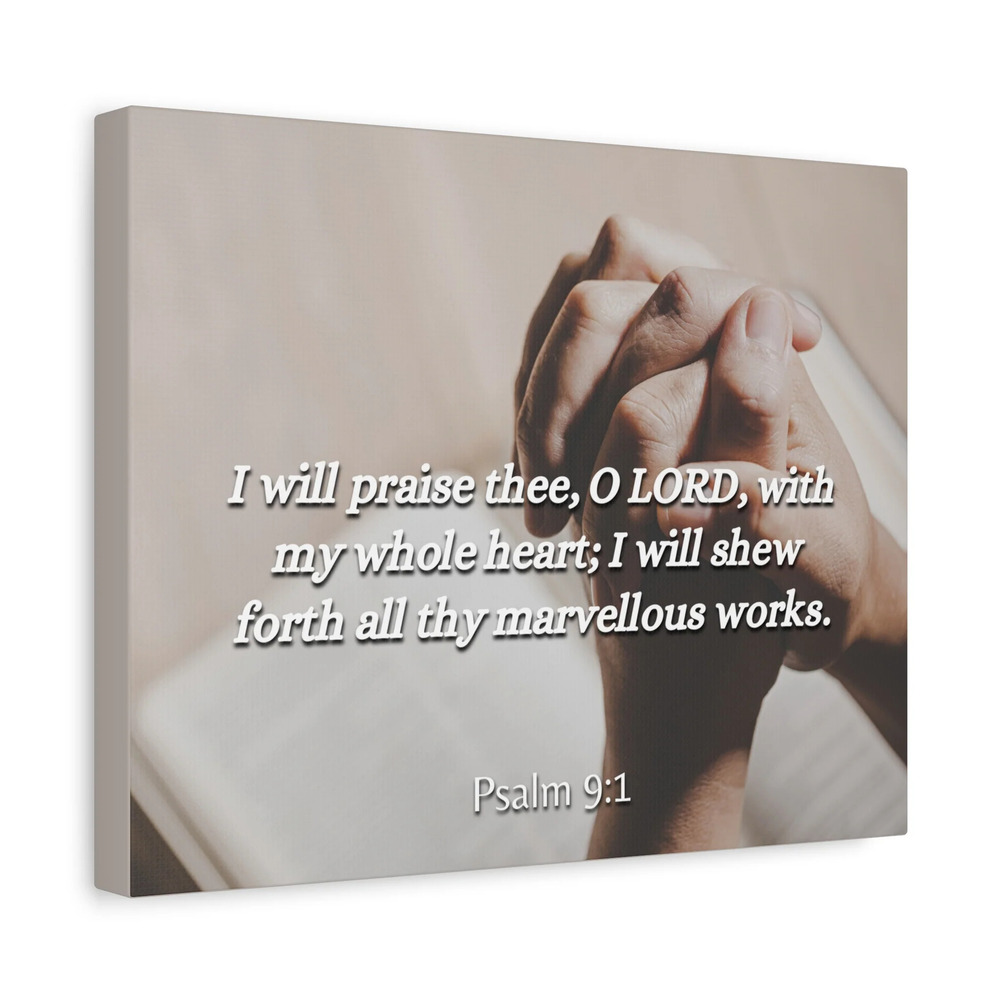 Scripture Canvas Marvelous Works Psalms 9:1 Christian Wall Art Bible Verse